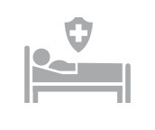 Man on a bed with medical shield Icon